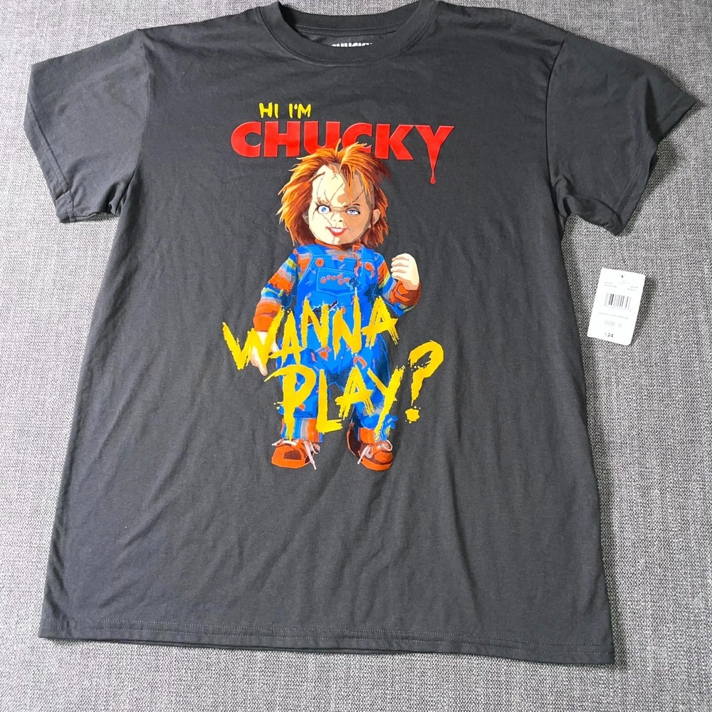 Chucky T Shirt Unisex Small Black Childs Play Wanna‎ Graphic Print Logo Cotton